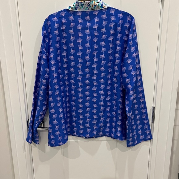 Lilly Pulitzer Woven Pajama Top Blue Grotto Fan Favorite Engineered Size XL NWT - Picture 6 of 6